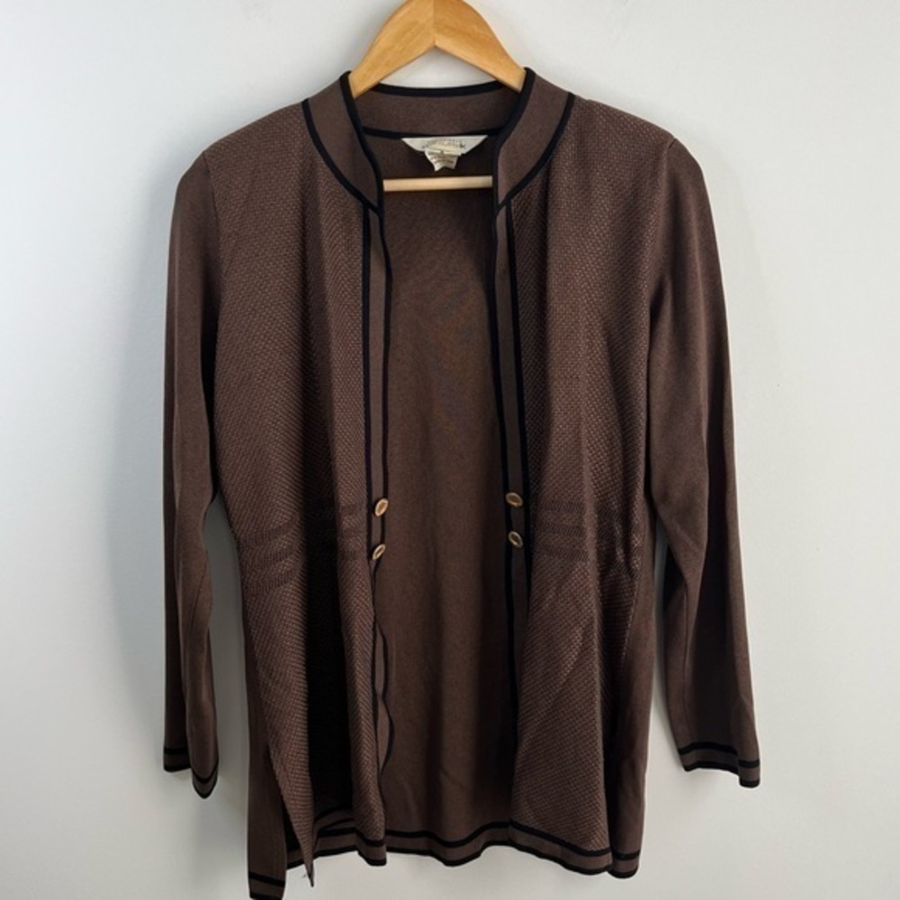 Misook Brown Open-Front Blazer